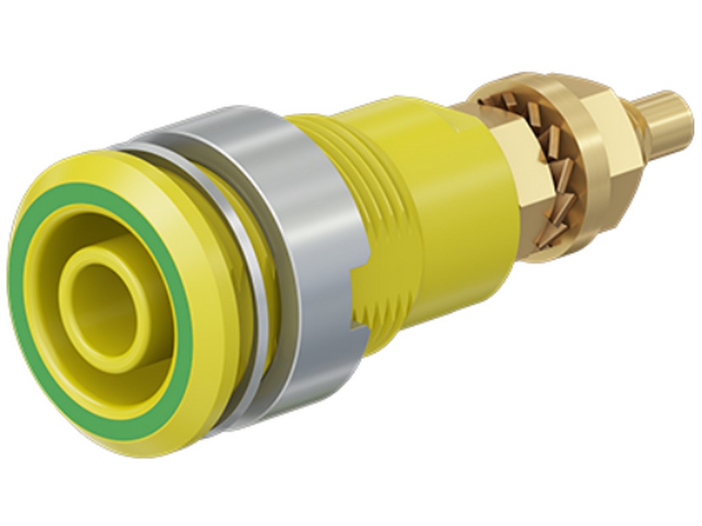 Bøsning SLB4-G forgyldt gul/grøn CAT III 1000V/CAT IV 600V 32A