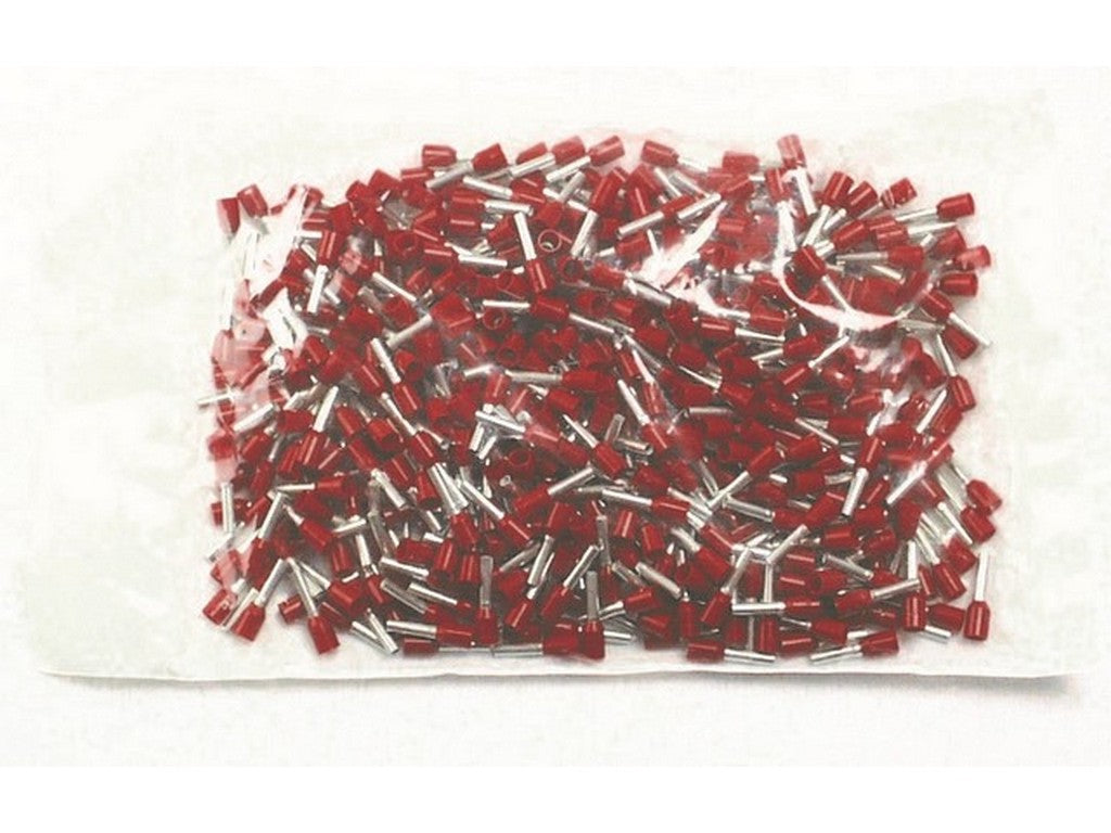 Terminal tube insulated RED 1.5mm-L8mm; bag w/500pcs.