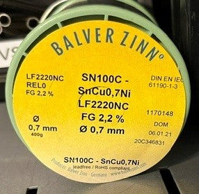 Solder wire SN100C® - SnCu0,7Ni 2,2% REL0 0,7 mm 400g