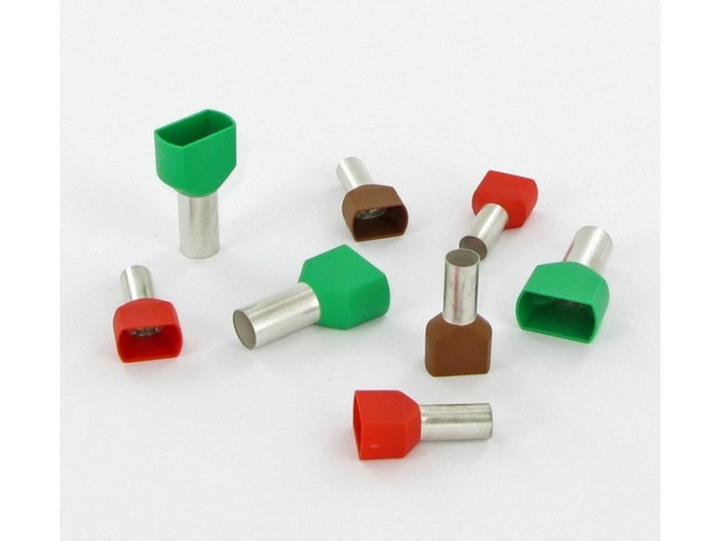 Terminal tube insulated double white 2x0.75mm-L8mm bag w/500pcs.