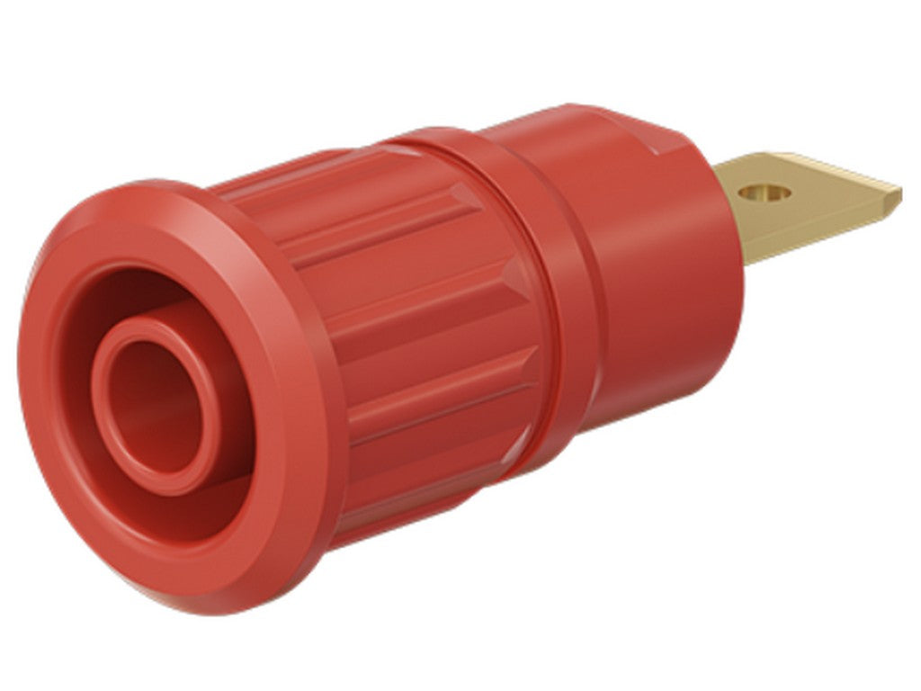 Bøsning SEB4-F6,3 forgyldt rød CAT III 1000V 32A