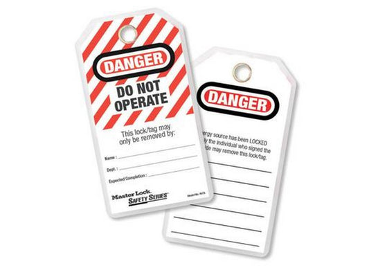 MasterLock LOCKOUT skilt engelsk m/kabelbinder