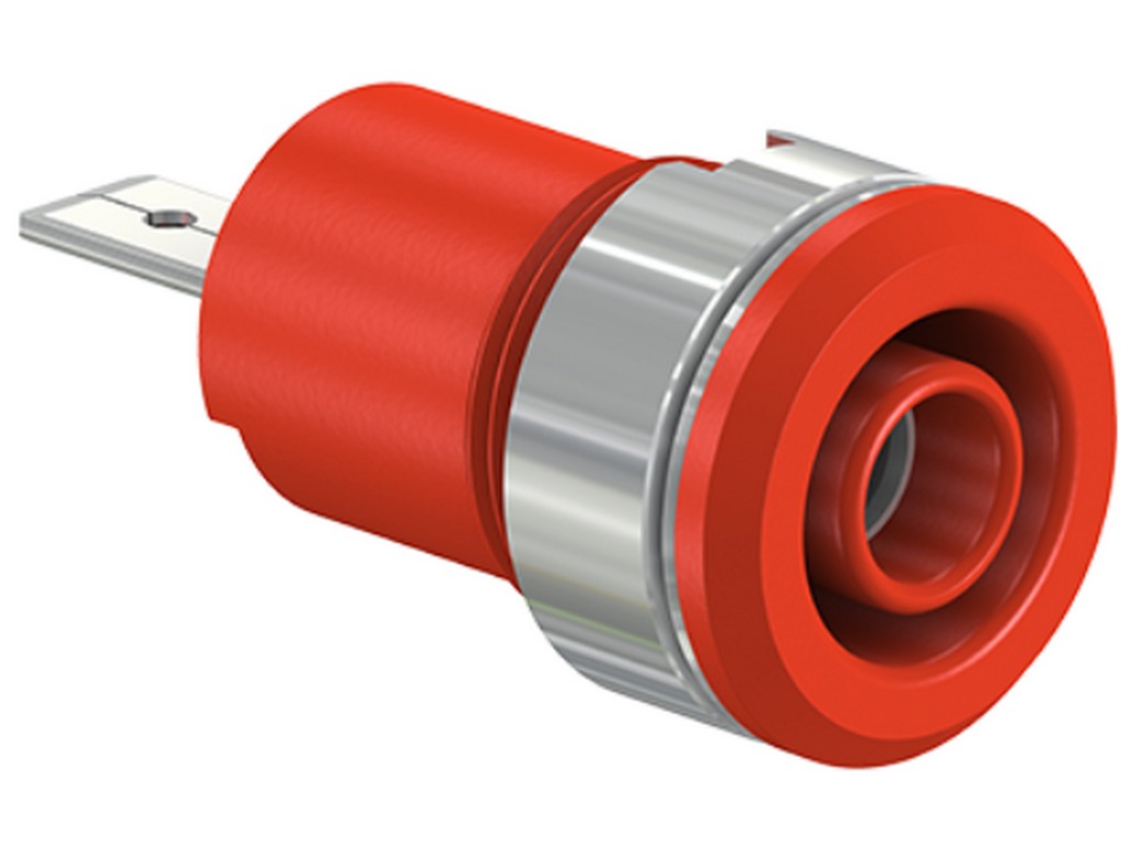 Bøsning SLB4-F/A fornikl.  rød CAT III 1000V 24A