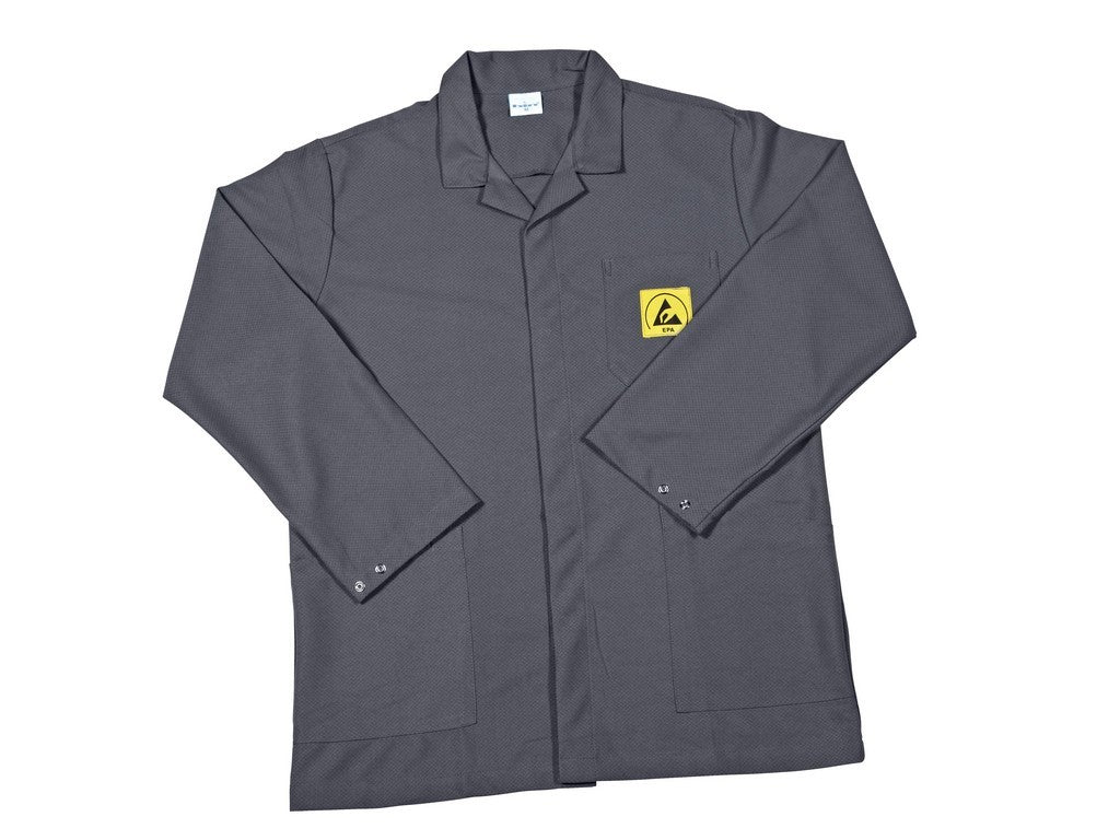 ESD lab coat, light grey, 10% carbon, medium