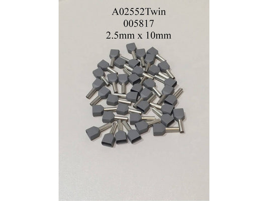Terminalrør isol. dobbelt grå 2x2,5mm-L10mm pose m/250stk.