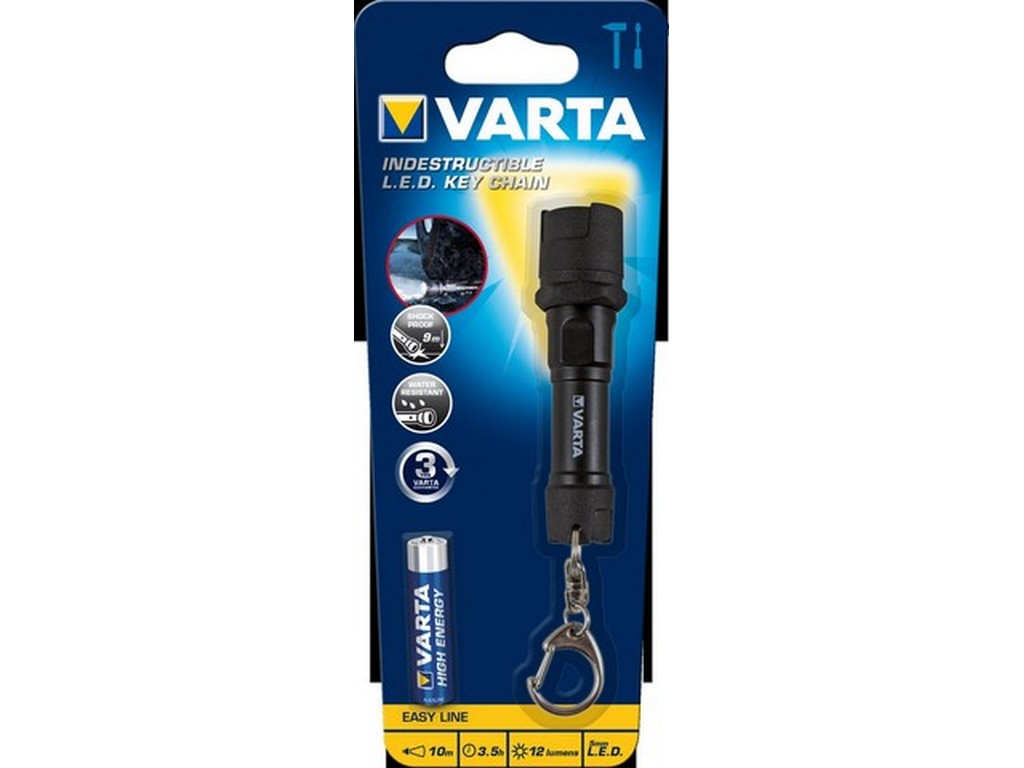 Varta Indestructible LED lygte m/nøglering incl batteri 12lm