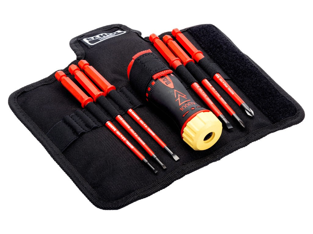 Skaldeskruetrækkersæt 1000V isoleret med ligekærv og Phillips, udskiftelige klinger i sæt - 6 stk