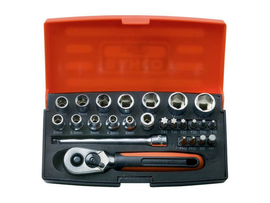 Socket wrench set w/ 25 pieces 1/4 Dynamic Drive sockets