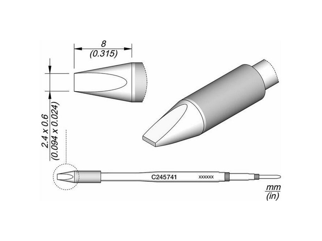 Chisel shaped soldering tip, 2.4 x 0.6 mm, C245741