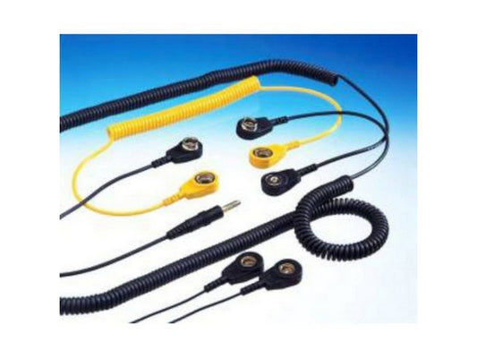 Spiralledning 2 mtr. Standard 4mm banan og 10mm hun trykknap