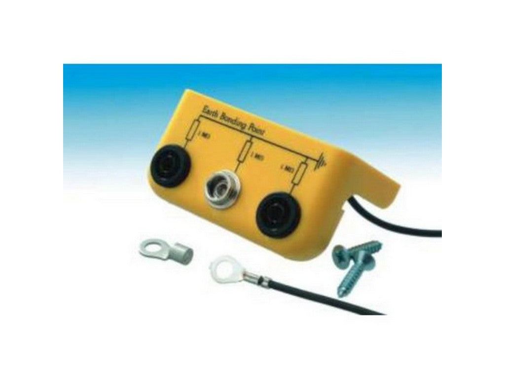 Jordingsboks m. 2 stk. 4mm banan+1 stk. 10mm han trykknap