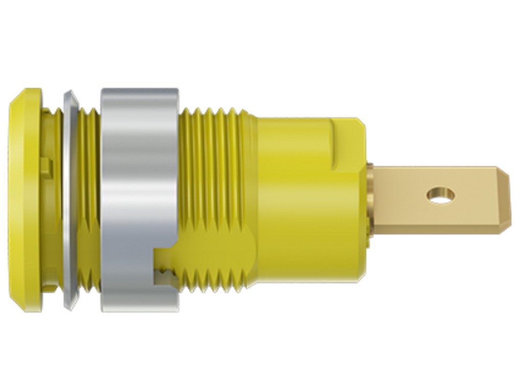 Bøsning SLB4-F6,3 forgyldt gul CAT III 1000V 32A
