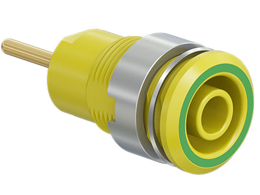 Bøsning SLB4-R forgyldt Gul/Grøn CAT III 1000V 24A