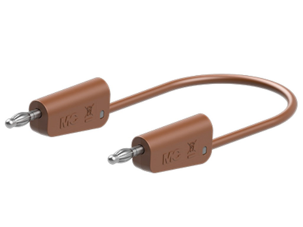 Prøveledning i PVC 1mm²  25 cm Brun LK-4N-F10 19A 30V AC/60V DC forniklet stik