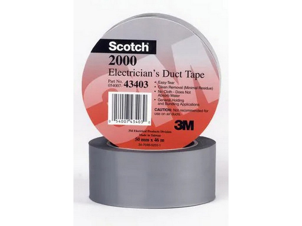 Scotch® tape 2000 lysegrå elektrikerens "alt mulig vinyl tape" 50 mm x 46 m 0.15 mm tyk