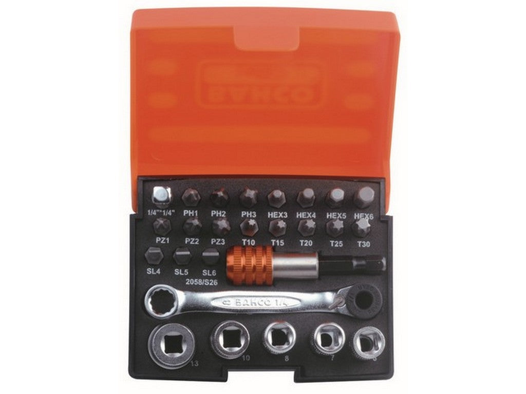 Mini Topnøglesæt m/ 26 dele 1/4" Dynamic Drive toppe