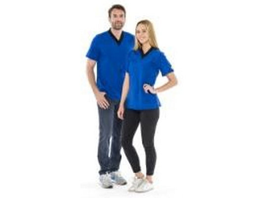 T-shirt ESD m/V-hals kongeblå/sort str. M