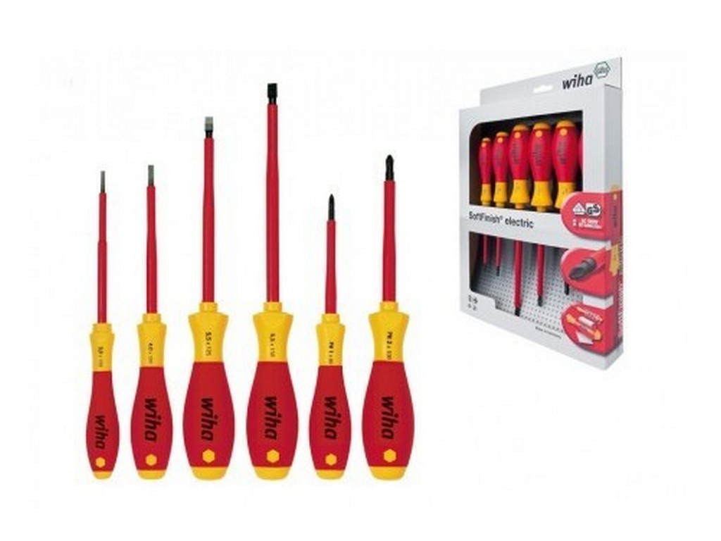 Screwdriver set 1000V Straight 3/4.5/5.5/6.5mm+PH1,PH2 SoftFinish handle