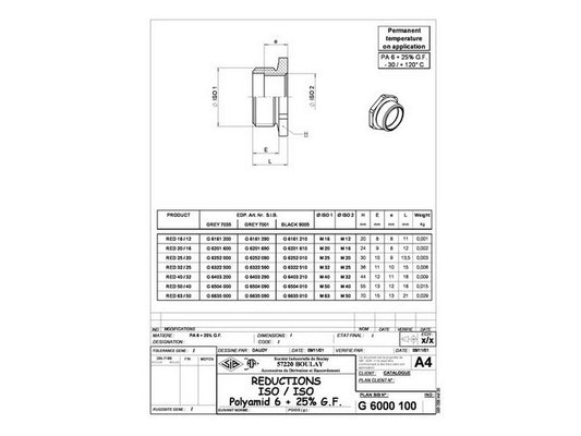 Reduction ring polyamide black M20-M16 (UL94 HB)