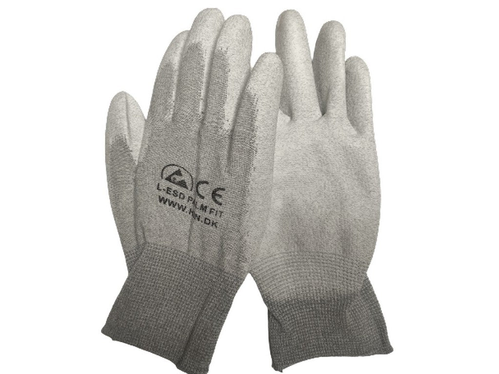Gloves ESD Grey carbon PU-coated palm size L