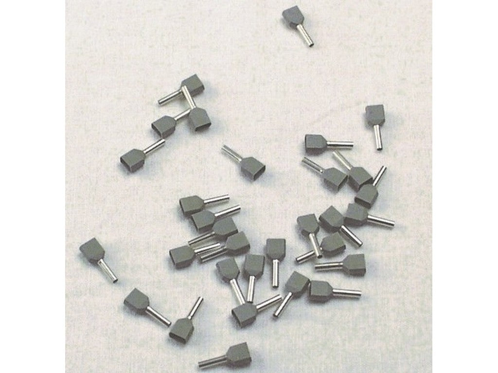 Terminalrør isol. dobbelt grå 2x0,75mm²-L8mm pose m/500stk.