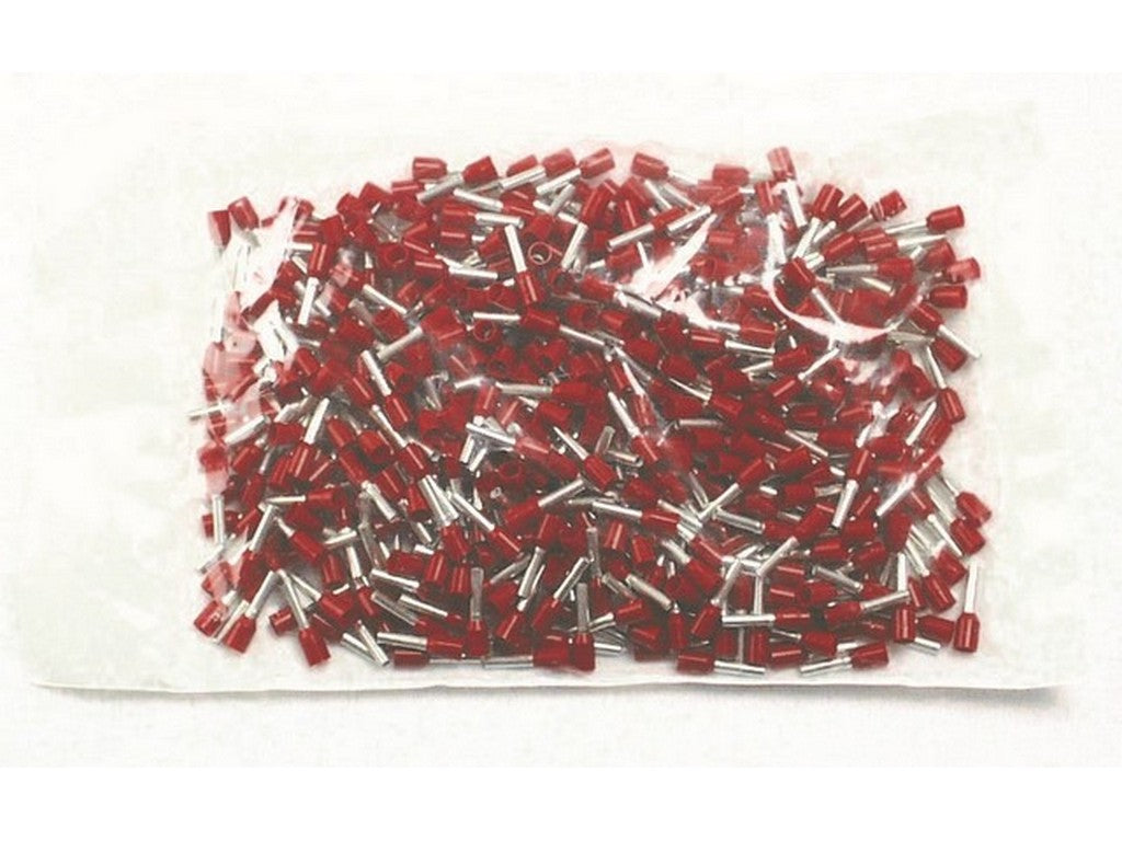 Terminal tube insulated RED 1.5mm-L10mm; bag w/500pcs.