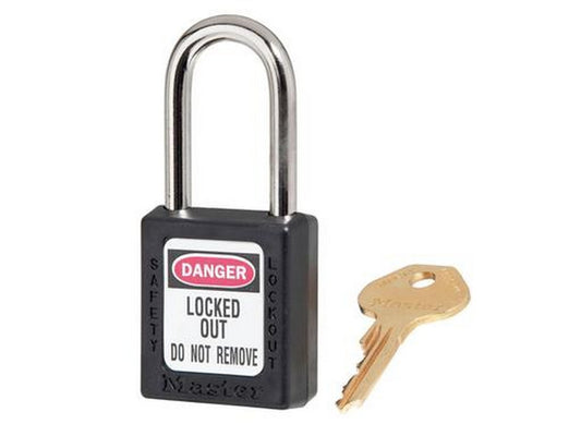 MasterLock Zenex padlock COMPOSIT BLACK Key different/key retaining - 38x38mm w/metal bracket Ø6mm