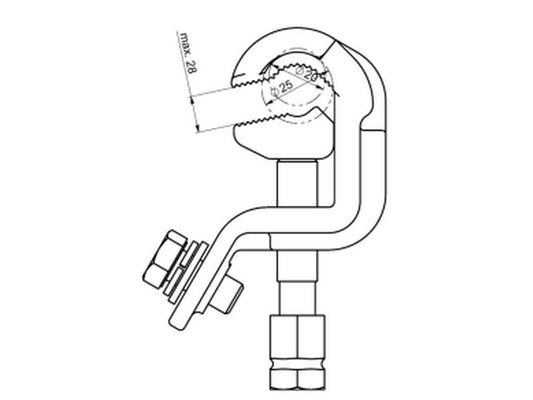 Universal jordings klemme t/Ø20+Ø25mm kuglebolt med hex.pind