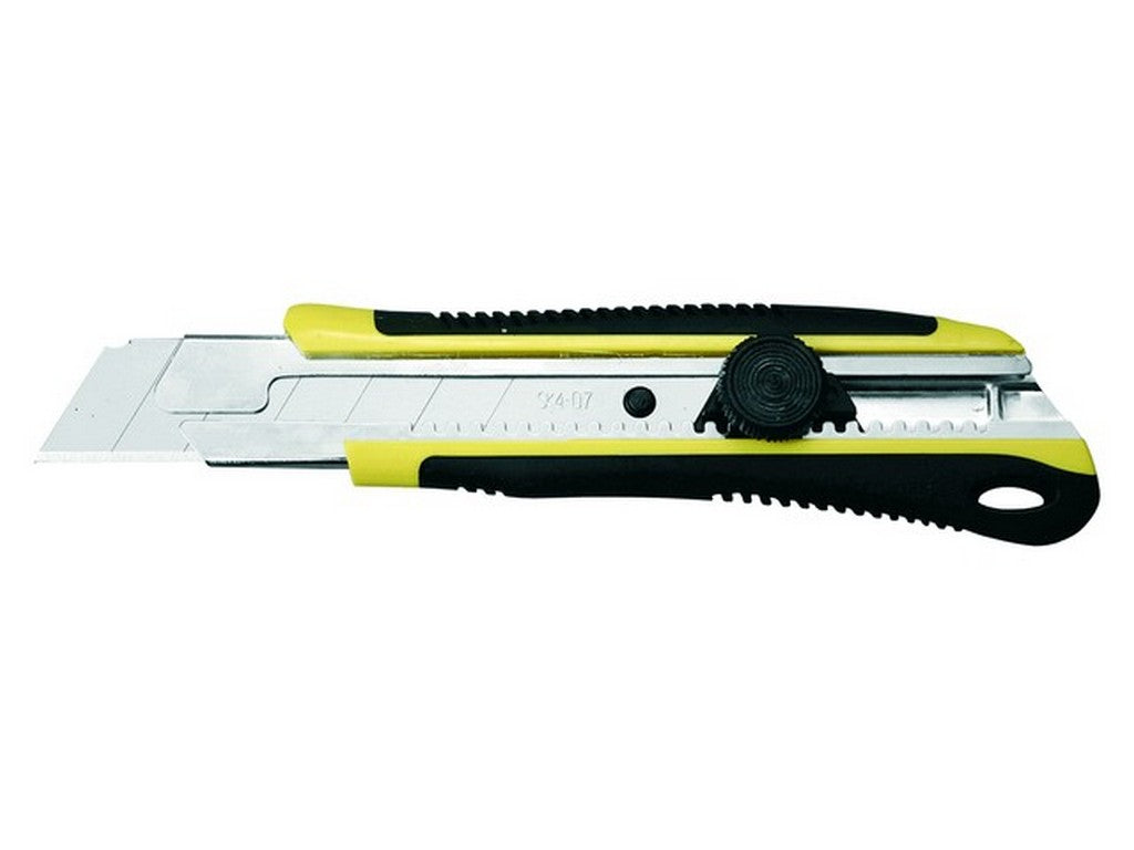 Snap-off knife w/non-slip grip 25 mm blade. W/screw lock