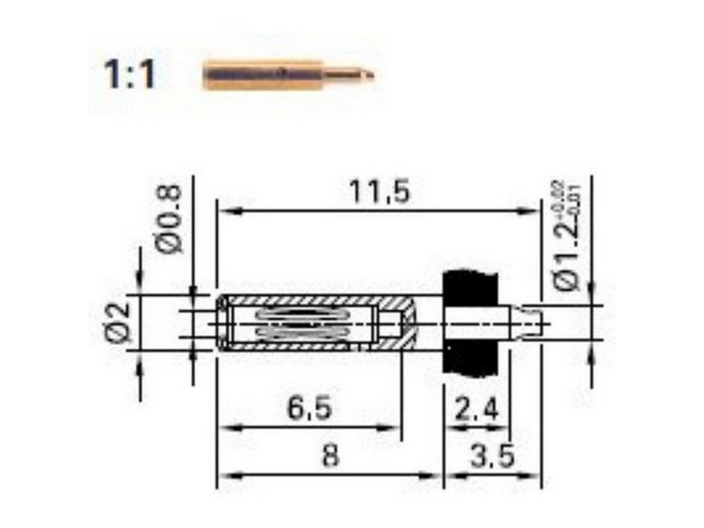 Miniline bøsning 0,8mm f/printmont B0,8