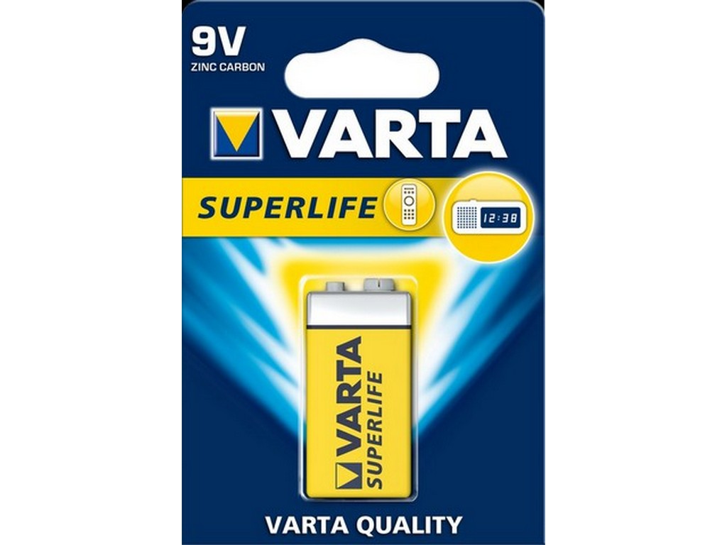 Varta battery Superlife 6F22P 9V; 26.5x17.5x48.5mm BL-1