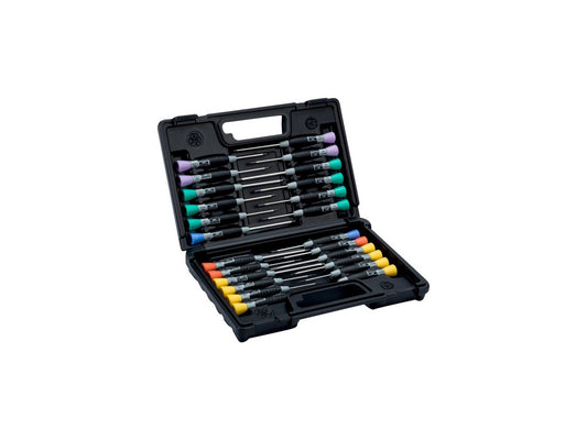 Screwdriver set for slotted/Phillips/Pozidriv/TORX/hexagon with precision handle – 24 pieces