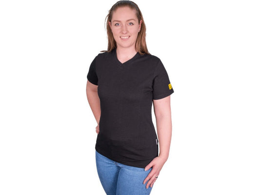 Women's model ESD T-shirt black size: M; fitted and V-neck