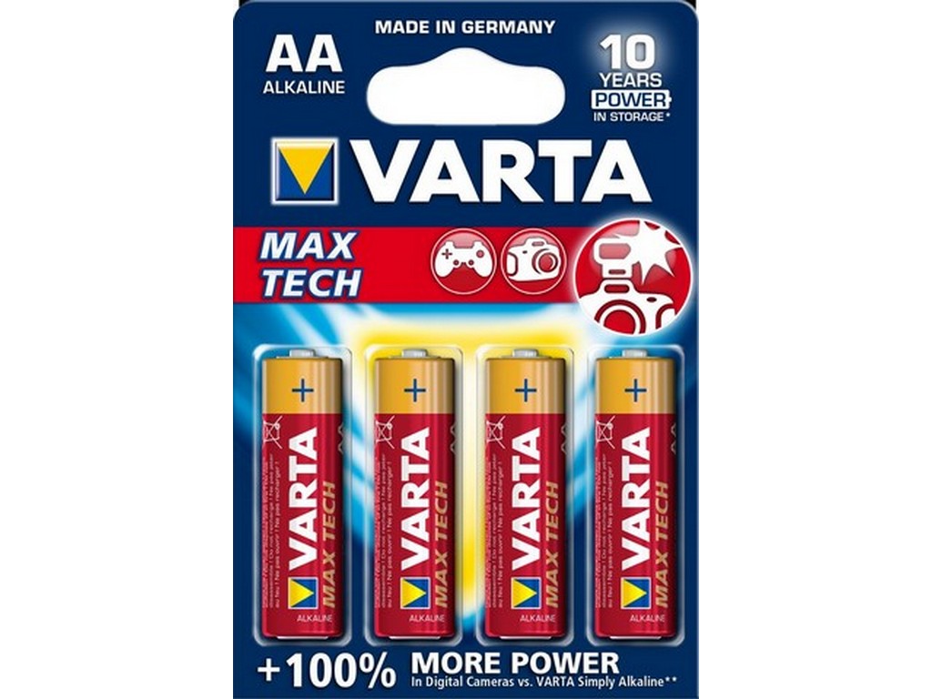 Varta batteri Max-Tech AA 1,5V; Ø14,5x50,5mm BL-4 LR6 - Alkaline