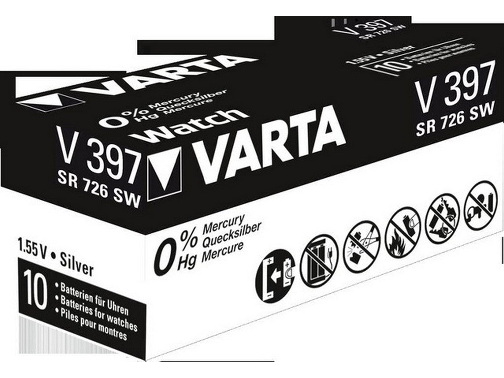 Varta batteri V397 sølvoxid 1,55V: 30mAh: Ø7,9x2,6mm SR59