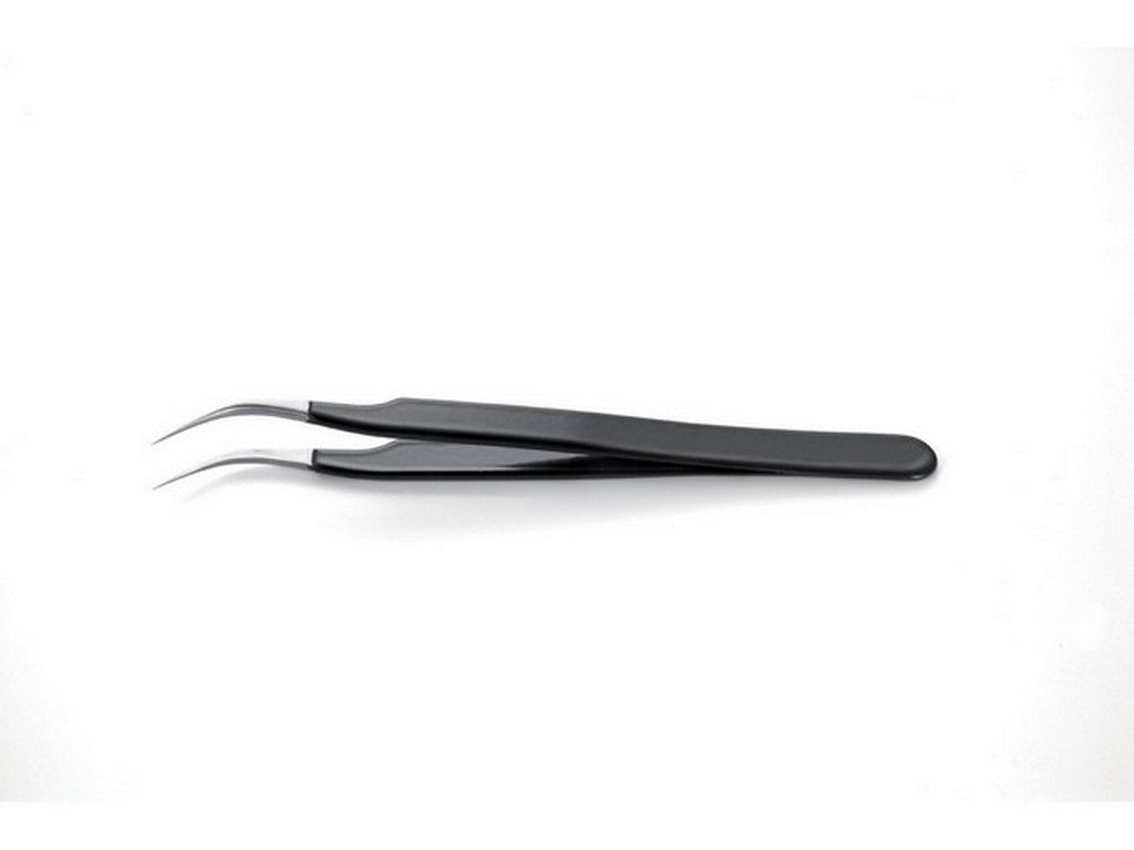 Tweezers ESD Epoxy coated 115mm fine bent tip