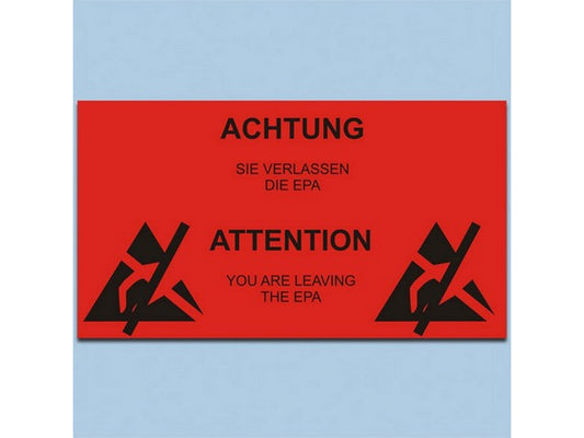 ESD sign Red 300x500mm; Exit ESD area