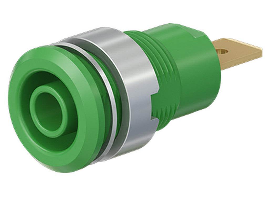 Bøsning SLB4-F6,3 forgyldt grøn CAT III 1000V 32A