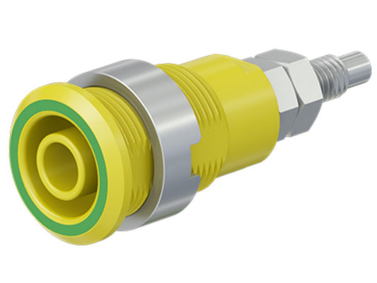 Bøsning forniklet SLB4-G/N-X gul/grøn