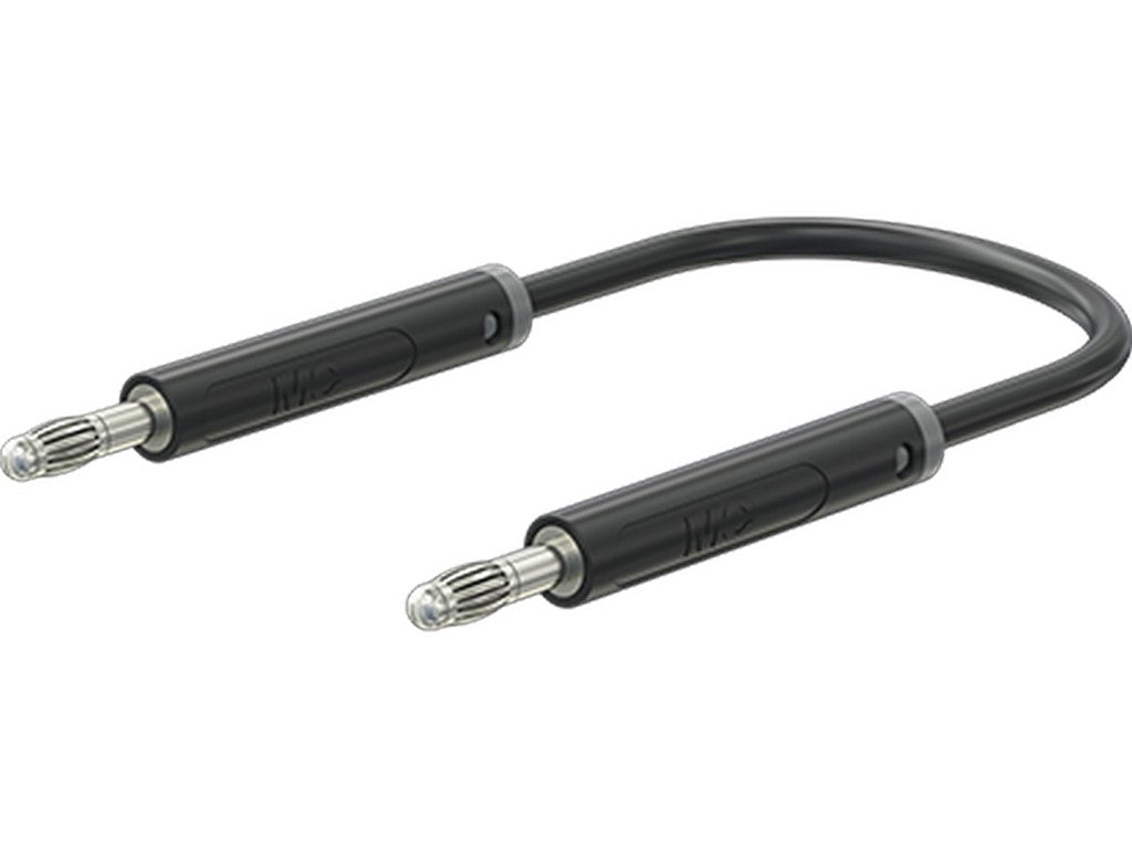 Test lead in PVC 1.0mm 50cm BLACK AK-4N-F10 19A 30V AC/60V DC nickel-plated plug