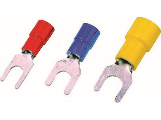 Cable lug fork insulated red 0.5-1mm-C4mmS DIN 46 237