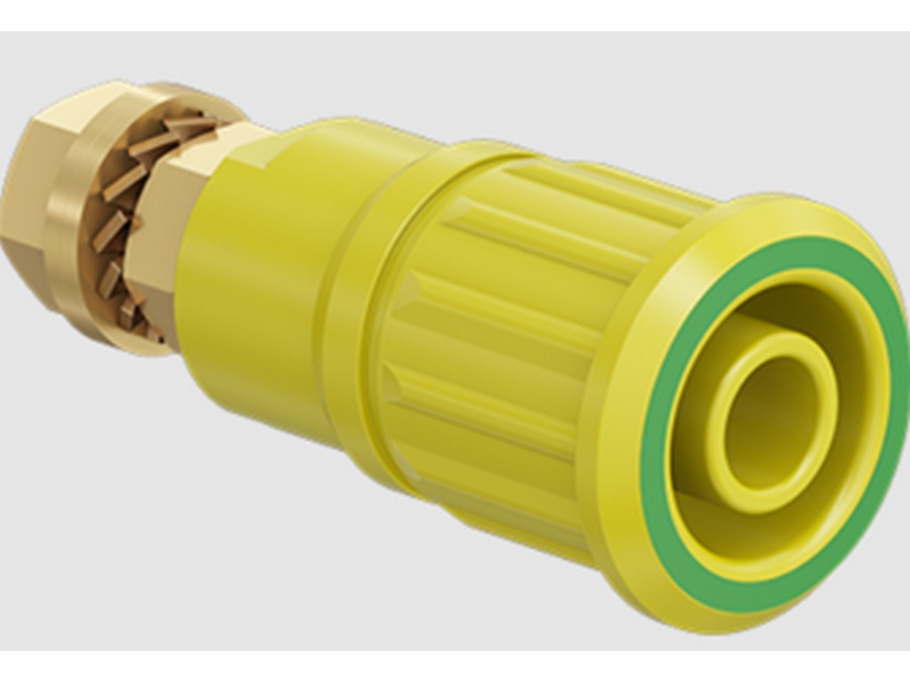 Bøsning SEB4-GK forgyldt GUL/GRØN CATIII 1000V/CATIV 600V 32A