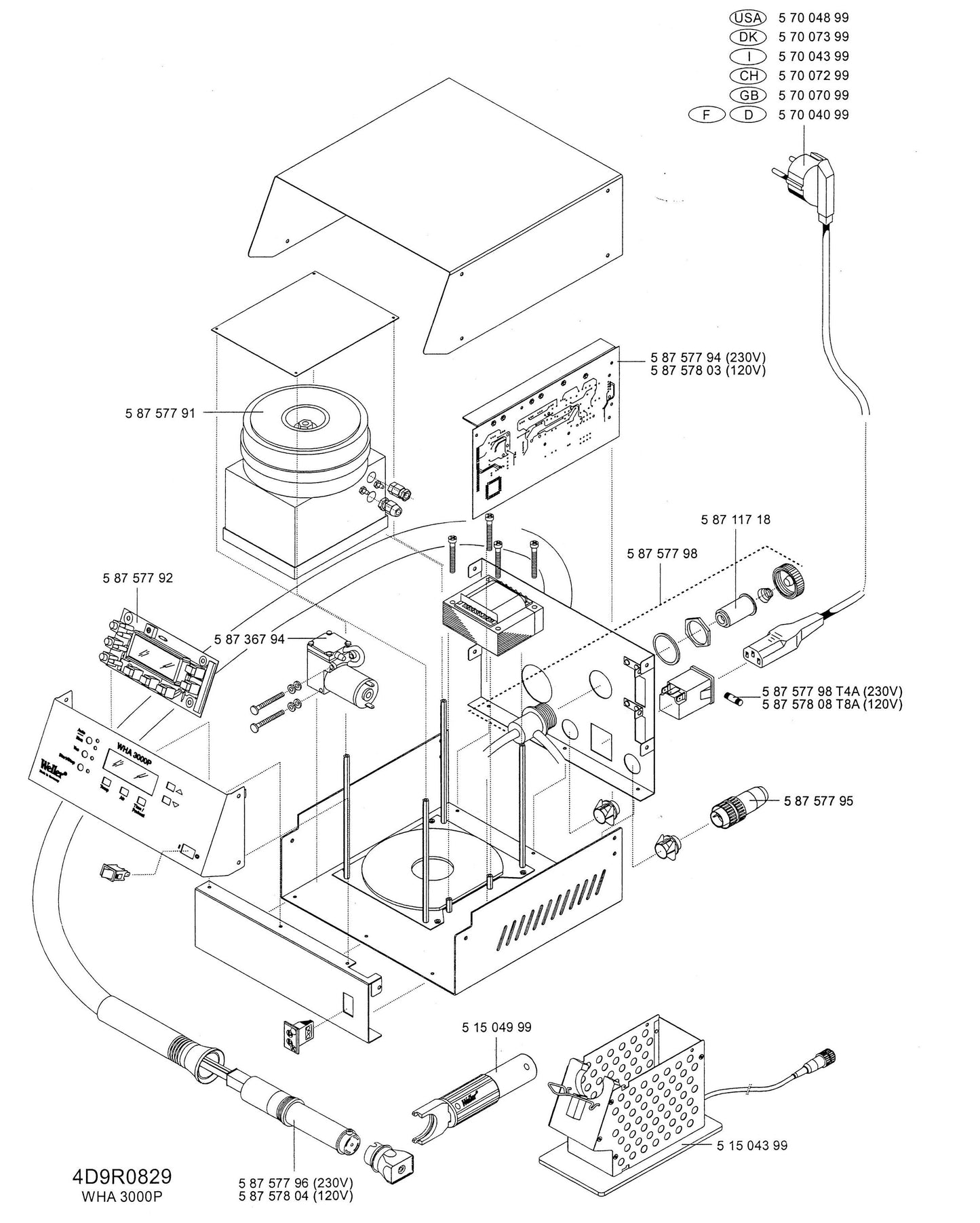 Hot air station digi WHA-3000P w/built-in pump 700W