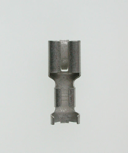Female flat connector w/locking pin uninsulated 6.3x0.8 tinned 4-6mm DIN46340