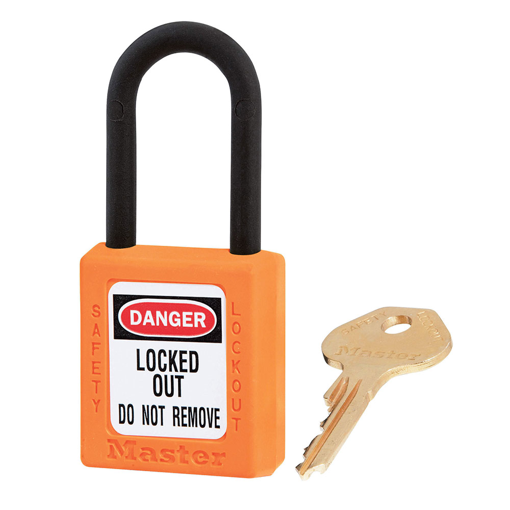 MASTERLOCK Zenex Hængelås KOMPOSIT ORANGE Key different/key containing 38x38mm-bøjle Ø6mm