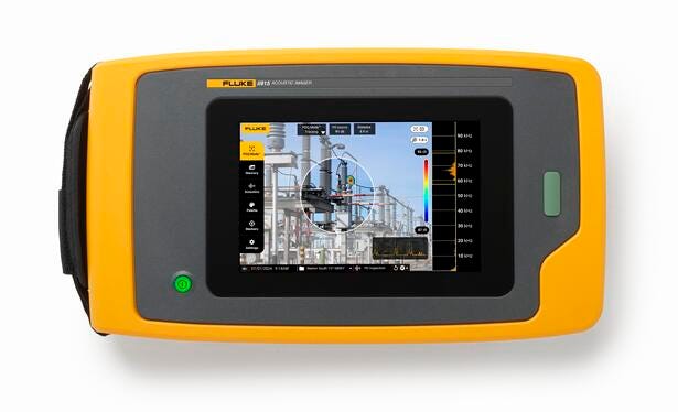 Fluke ii915 Sonic Industrial Imager skærmdetalje viser detektering af partial discharge på el-anlæg.
