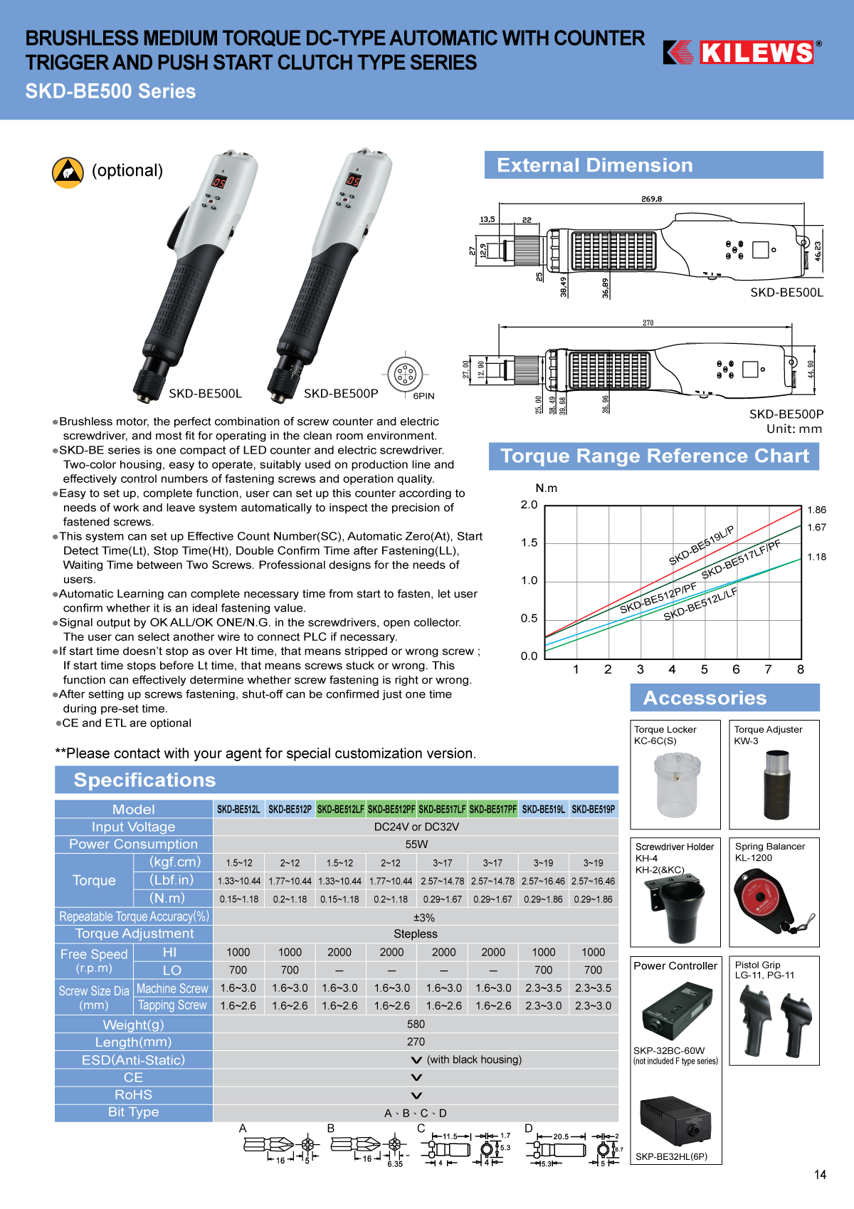 Screwdriver DC24V ESD 0.20-1.18 Nm - 6 pin ex. SKP-32BC-60W-6P