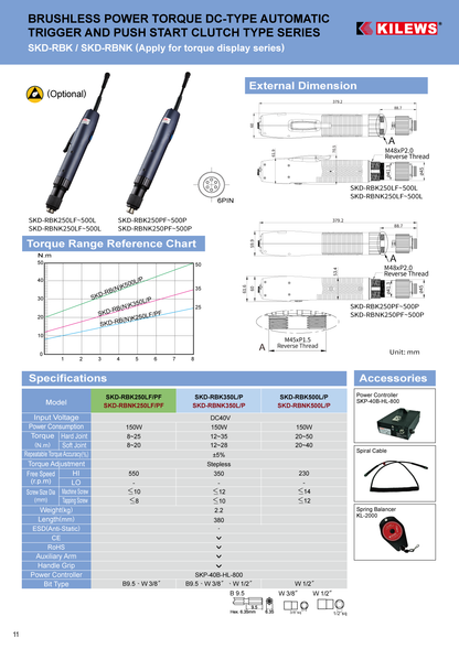 Screwdriver DC40V ESD 3-9Nm, bit B - 6 pin ex. SKP-40B-HL-800