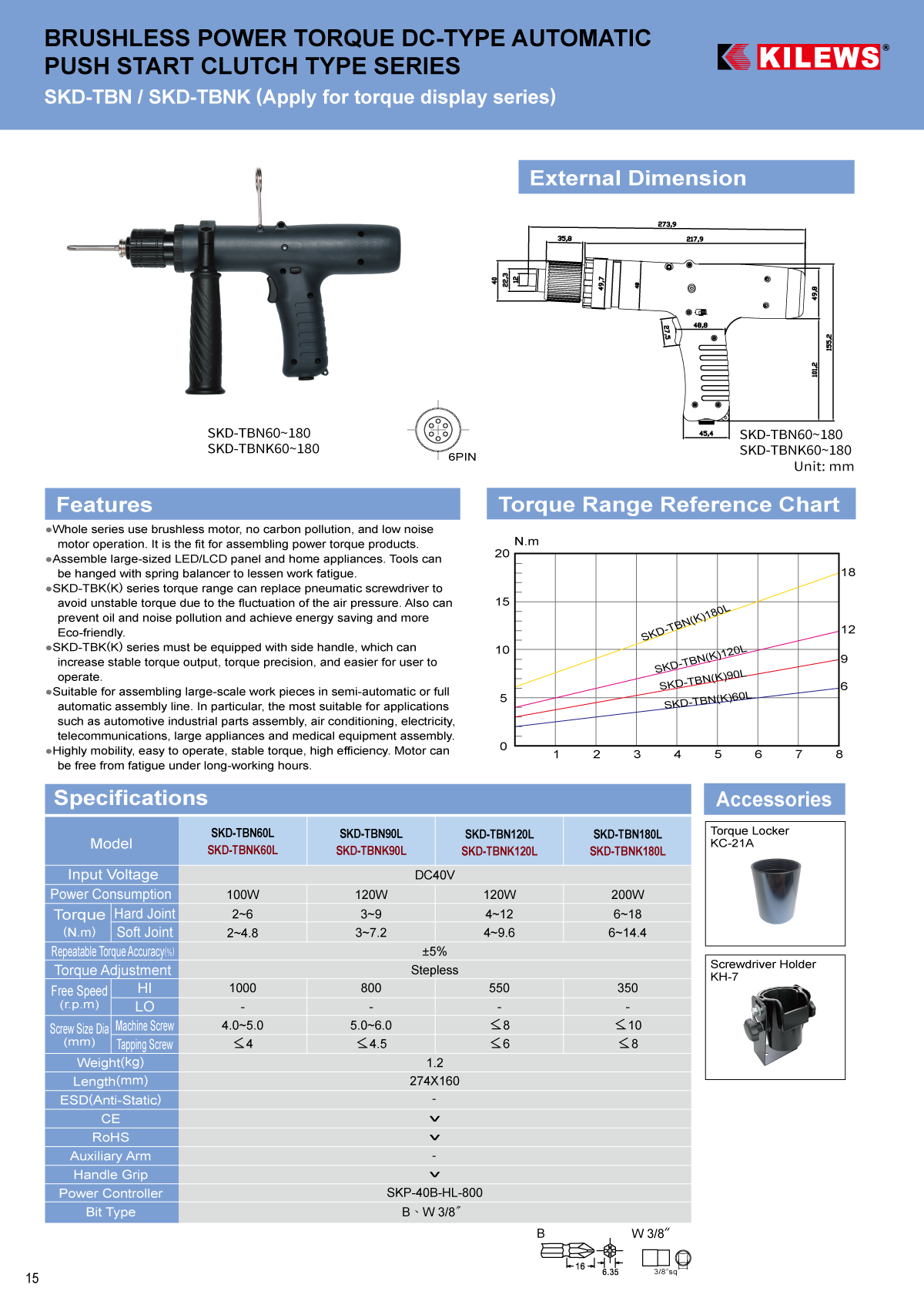 Skruemaskine DC40V BIT B 3-9 Nm BOTTOM cord eks. SKP-40B-HL-800