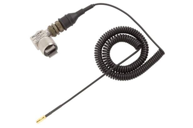 Fluke 805ES ekstern vibrationssensor med spiralkabel og vinklet sensorhoved til vibrationsmåling.